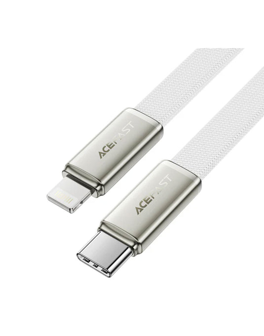 Acefast 30W Ultra-Thin Flat Nylon Braided Fast Charging Cable Type C-C (C24) - White