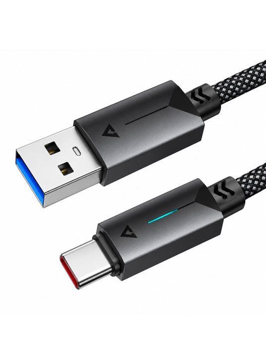 Acefast LED Illuminated Nylon Braided Aluminum Alloy Fast Charging Cable (C19) USB-A to USB-C