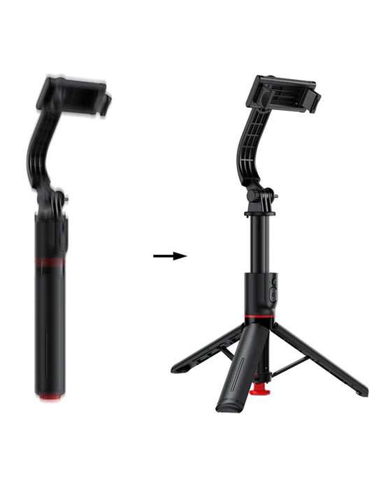 Acefast 1.05m Selfie Stick with Drop-to-Open Tripod | Portable Aluminum Stand with Bluetooth Remote (E42) - Black