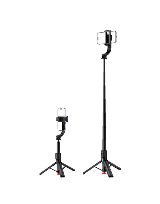 Acefast 1.05m Selfie Stick with Drop-to-Open Tripod | Portable Aluminum Stand with Bluetooth Remote (E42) - Black