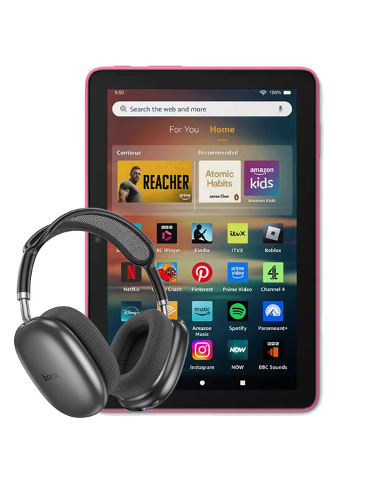 Amazon Fire HD 8 Tablet (2024) 32GB Wifi Only - Hibiscus (Brand New) + Bluetooth Headset (W55) (Bundle Deal)