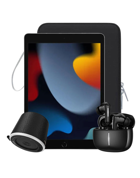 Apple iPad 9th Gen (2021) 10.2-inch 64GB Wifi Only - Space Gray (Good Pre-Owned) + Bluetooth Speaker (HC49) + TWS Earbuds (EQ34 Plus) + Sleeve Case (Bundle Deal)