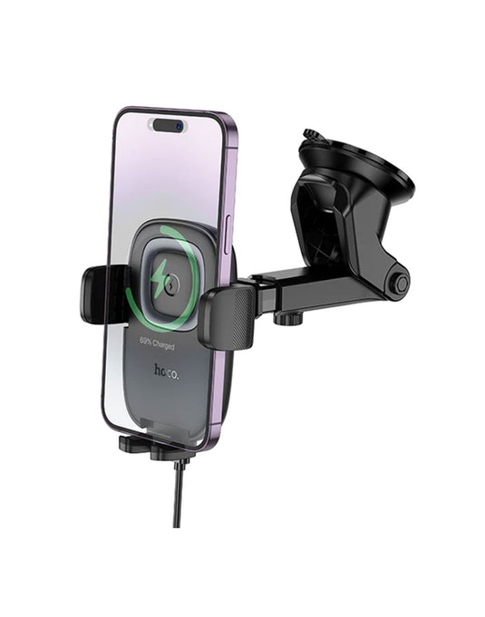 Hoco 15W Wireless Charging Phone Holder for Windshield / Dashboard (HW32) - Black