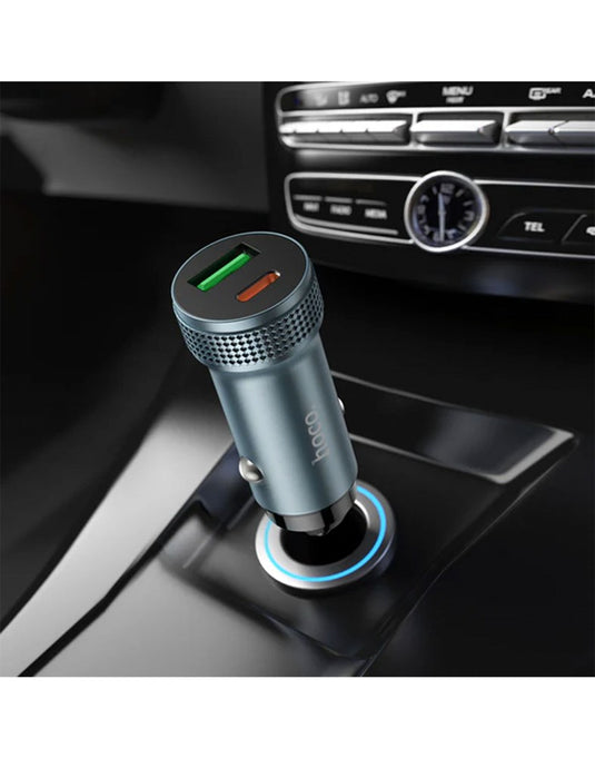 Hoco Z49B Aluminum Super Fast Car Charger PD+QC 38W - Black (Brand New)