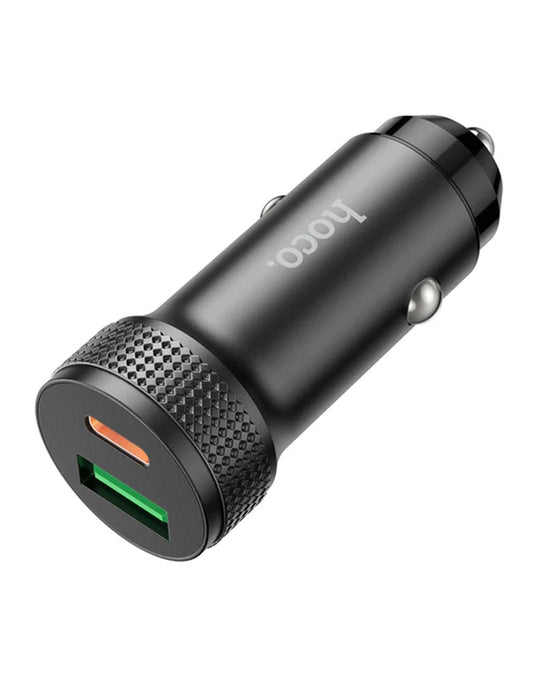 Hoco Z49B Aluminum Super Fast Car Charger PD+QC 38W - Black (Brand New)