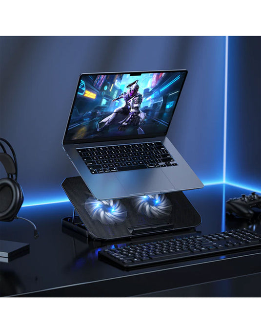 Hoco Ergonomic Laptop Stand with Cooling Fan for 12-17-inch Laptops (GA4) - Black
