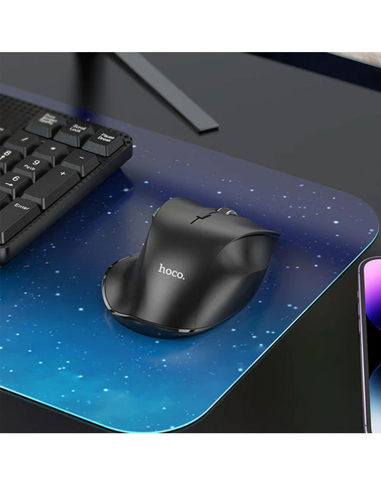 Hoco Ergonomic Wireless Mouse with Nano Receiver, Dual Mode 2.4G + Bluetooth, 3-Level Adjustable DPI (GM24)