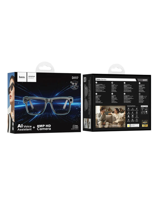 Hoco Premium Smart Ai Glasses, 8MP HD Camera (DI117) - Black (Brand New)