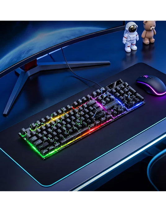 Hoco Wired Gaming Keyboard With RGB Rainbow Light, 6-Key Anti-Ghosting (GM701)