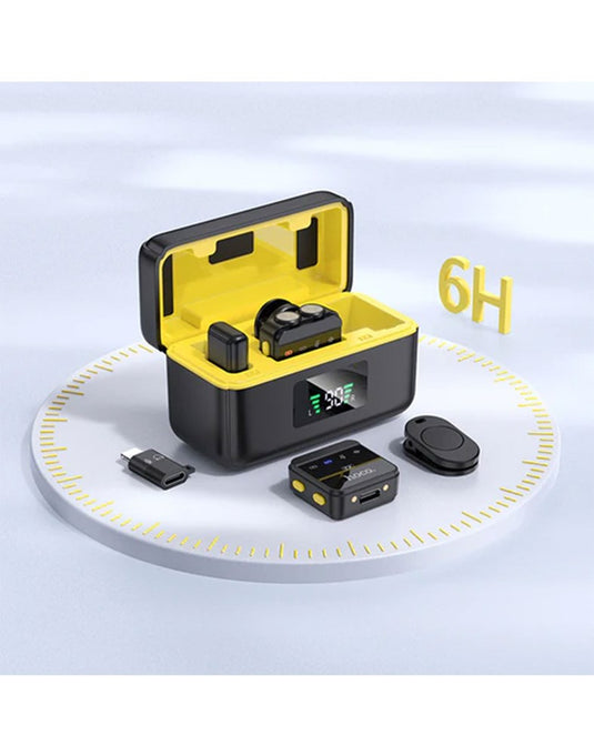 Hoco Wireless Digital Microphone w/ Lightning & Type C Dual Connector, Magnetic Lapel (L17) - Black