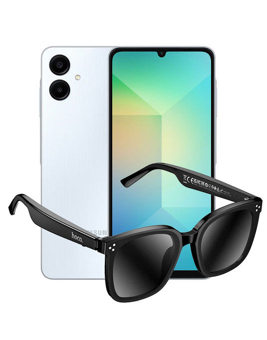 Samsung Galaxy A06 (2024) 4GB 64GB 4G Dual Sim - Light Blue (Brand New) + Hoco Wireless Audio Sunglasses (DI87) (Bundle Deal)