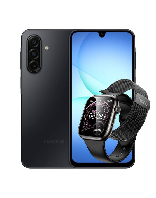 Samsung Galaxy A17 4GB 128GB 5G Dual Sim - Black (Brand New) + Smart Watch (Y42) 2 Straps (Bundle Deal)