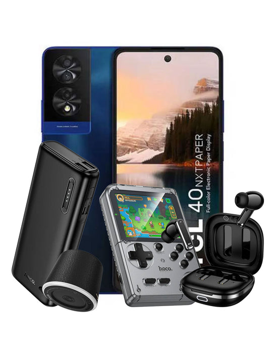TCL 40 Nxtpaper 8GB 256GB 4G Smart Phone - Midnight Blue (Brand New) + Bluetooth Speaker (HC49) + Game Console (GA40) + Power Bank (J158A) + TWS Earbud (EW204) (Bundle Deal)