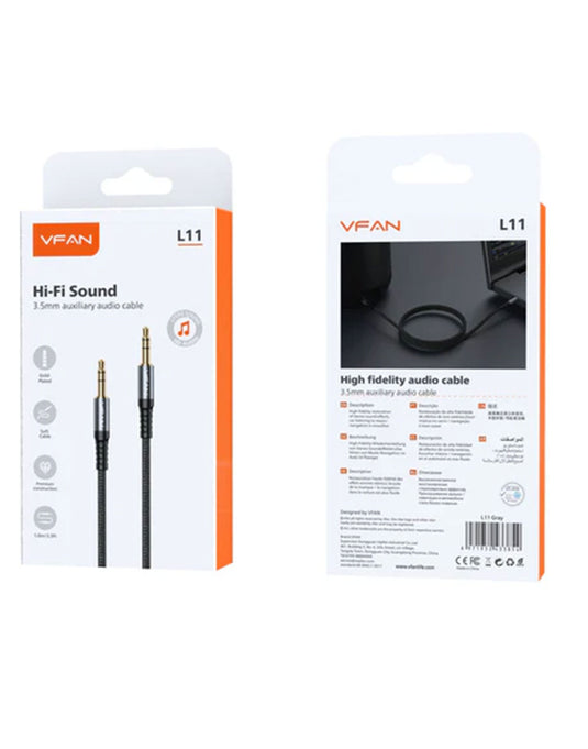 VFan Premium Nylon Braided Aux Cable 1 Meter (L11)