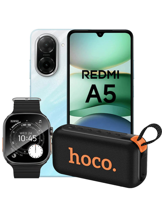 Xiaomi Redmi A5 3GB 64GB 4G Dual Sim + TPU Case - Ocean Blue (Brand New) + Bluetooth Speaker (HC32) + Smart Watch (Y23 Ultra) (Bundle Deal)