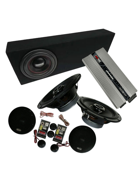 Zeroflex FLX700.5- 5 Channel Amplifier With Free Bass Controller - Silver (Brand New) + Car Speaker (Pair) + Speakers with Silk Dome Tweeter + Ported Box (Bundle Deal)