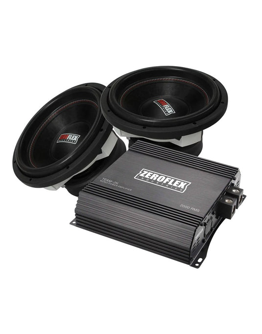 Zeroflex TKO-12- 12" 1000 RMS Subwoofer + Zeroflex Team-2K 2000RMS Mono Amplifier With Bass Controller (Bundle Deal)