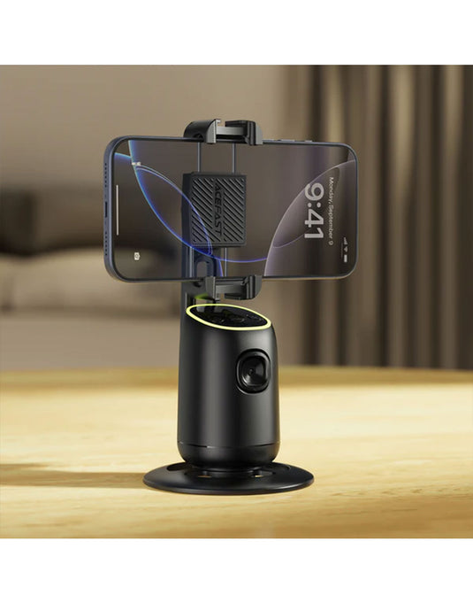 Acefast 360° AI Face Tracking Smart Mount | Auto-Tracking PTZ Phone Holder for Vlogging & Streaming (E44) - Black