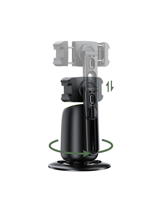 Acefast 360° AI Face Tracking Smart Mount | Auto-Tracking PTZ Phone Holder for Vlogging & Streaming (E44) - Black