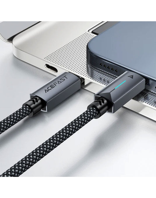 Acefast LED Illuminated Nylon Braided Aluminum Alloy Fast Charging Cable (C19) USB-C to USB-C (PD 60W) (Brand New)