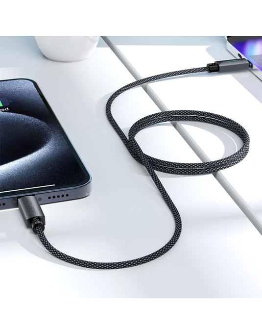Acefast LED Illuminated Nylon Braided Aluminum Alloy Fast Charging Cable (C19) USB-C to USB-C