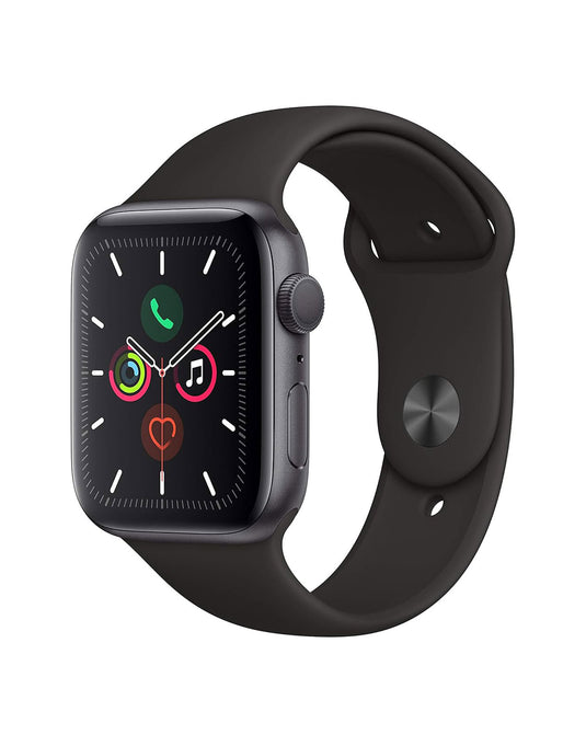 Apple Watch Series 5 44mm GPS - Silver Aluminium Case Black Strap (Very Good Pre-Owned)