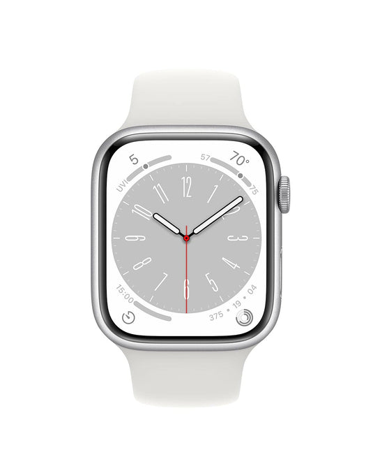 Apple Watch Series 8 45mm GPS Silver Aluminum Case White Sport Band A2771 (Brand New)