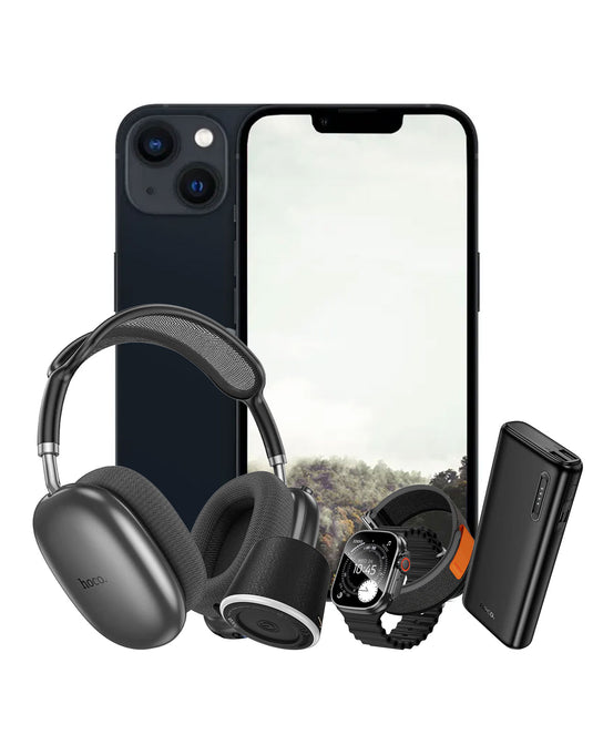 Apple iPhone 13 128GB 5G - Midnight (Very Good-Refurbished) + Bluetooth Headset (W55) + Smart Watch (Y42 Ultra) 2 Straps + Bluetooth Speaker (HC49) + Power Bank (J158A) (Bundle Deal)