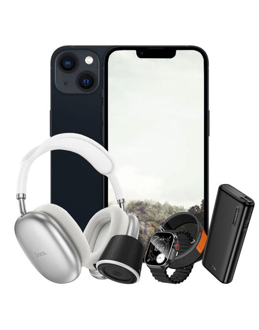 Apple iPhone 13 128GB 5G - Midnight (Very Good-Refurbished) + Bluetooth Headset (W55) + Smart Watch (Y42 Ultra) 2 Straps + Bluetooth Speaker (HC49) + Power Bank (J158A) (Bundle Deal)