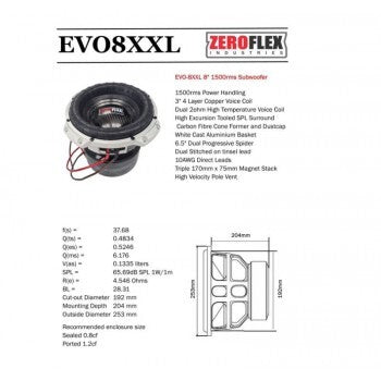 Zeroflex EVO-8XXL 1500RMS Subwoofer