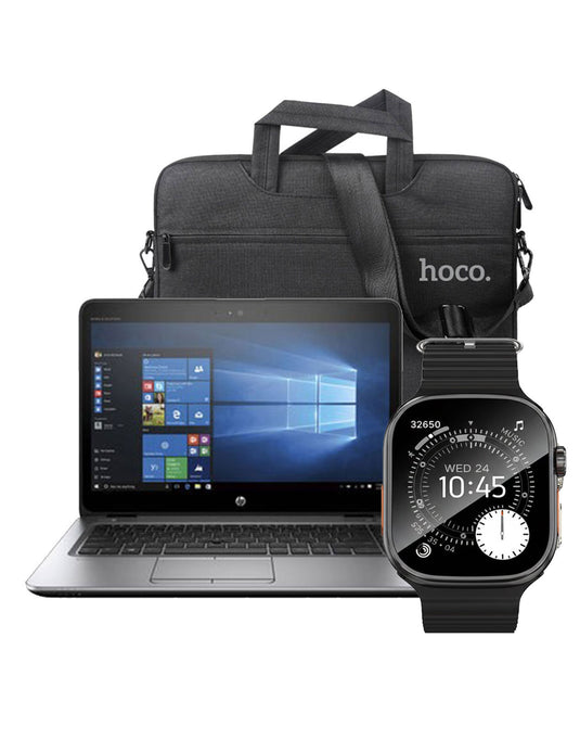 HP Elitebook 840 G3 14-inch i5 6th Gen 8GB 256GB @2.40GHz (Good Pre-Owned) + Smart Watch (Y23 Ultra) + Laptop Bag (Bundle Deal)