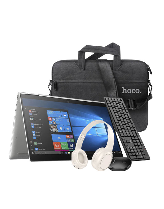 HP EliteBook X360 830 G7 13-inch i7 10th Gen 32GB 512GB @1.80GHz Windows 11 Pro Touch Screen Laptop - Silver (Good Pre-Owned) + Laptop Bag + Keyboard + Mouse Set (GM17) + Bluetooth Headset (W46) (Bundle Deal)