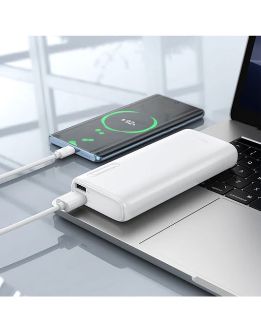 Hoco 2A Slim Power Bank Dual Input, Dual USB-A Output (10000mAh) (J158A) - White