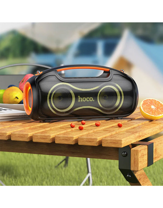 Hoco 600W Bluetooth Party Speaker RGB Lights + 2 Wireless Microphones - Black