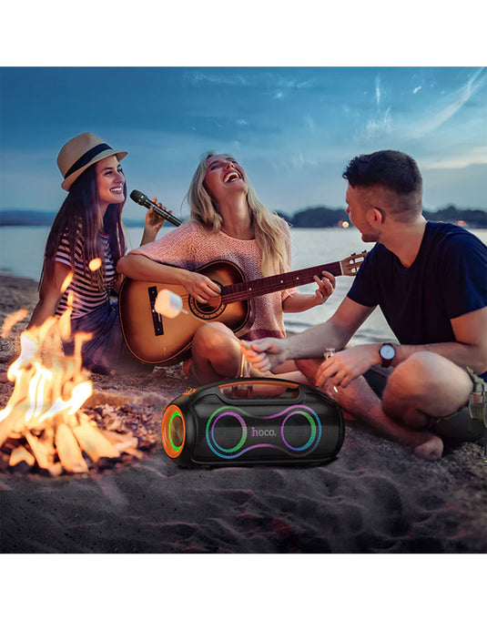 Hoco 600W Bluetooth Party Speaker RGB Lights + 2 Wireless Microphones - Black