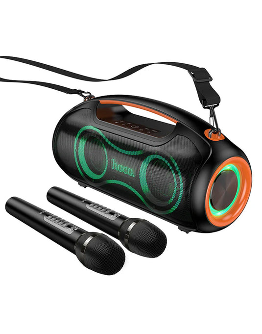 Hoco 600W Bluetooth Party Speaker RGB Lights + 2 Wireless Microphones - Black
