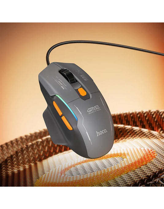 Hoco Ergonomic 6-Button Wired Gaming Mouse With LED Light, 12800 DPI (GM52)