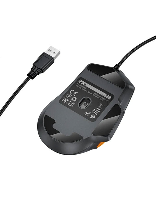 Hoco Ergonomic 6-Button Wired Gaming Mouse With LED Light, 12800 DPI (GM52)