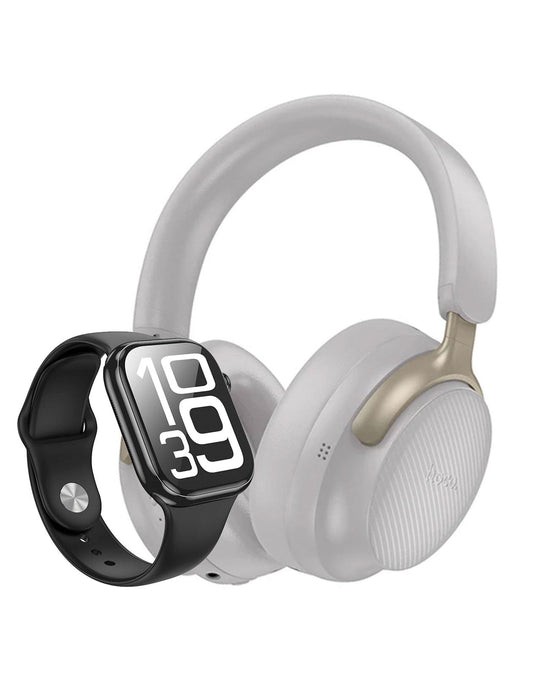 Hoco ANC Noise Cancelling Bluetooth Premium Headset w/ 90 Hours (W53 Plus) + Hoco Smart Watch (Y30) (Bundle Deal)