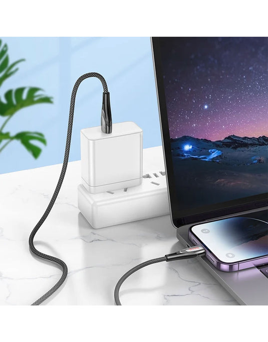 Hoco Nylon Braided Metallic USB Cable - Lightning (U133)