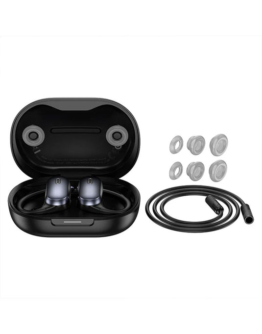 Hoco Open Ear TWS Earbuds w/ Ear Hook With Detachable lanyard, 7 Hours (EA7) With ANC+ENC - Black