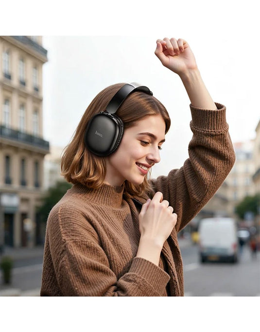 Hoco Premium Bluetooth Headset w/ 45 Hours, Foldable Design, Easy Control Knob, HOCO Music App (W73) - Black (Brand New)