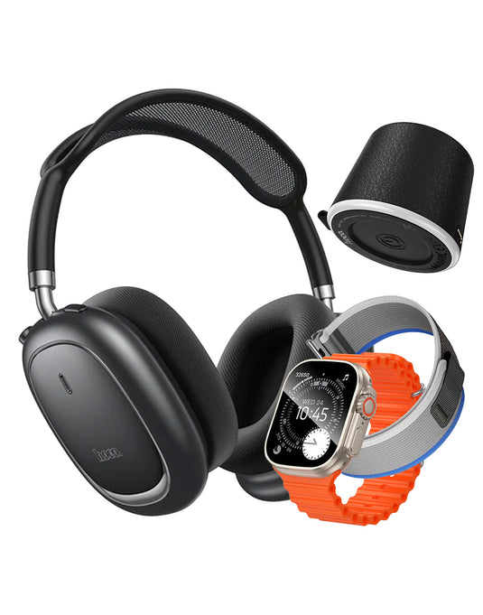 Hoco Smart Watch With Calling Feature (Y42 Ultra) 2 Straps - Orange (Brand New) + Bluetooth Speaker (HC49) + Bluetooth Headset (W68) (Bundle Deal)