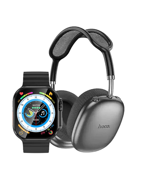 Hoco Smart Watch With Calling Feature (Y23 Ultra) + Bluetooth Headset (W55 PLUS) (Bundle Deal)