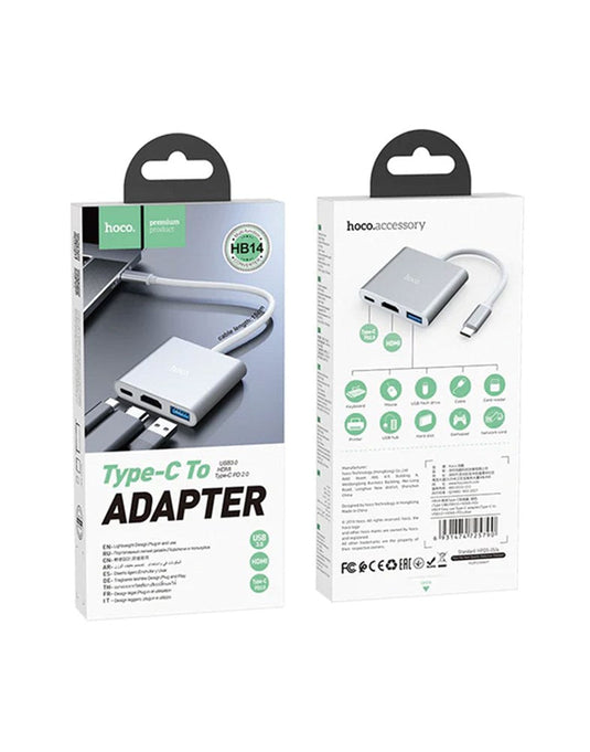 Hoco Type-C Hub to USB3.0 & HDMI & PD (HB14)