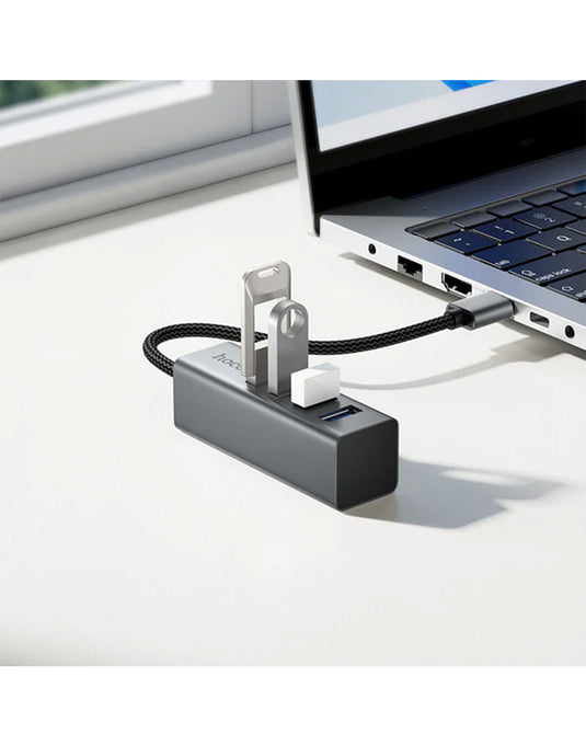 Hoco USB-A to 4x USB-A 4 in 1 USB Expansion Hub, 0.2M Wire, USB 3.0, 5GB PS (HB1B)