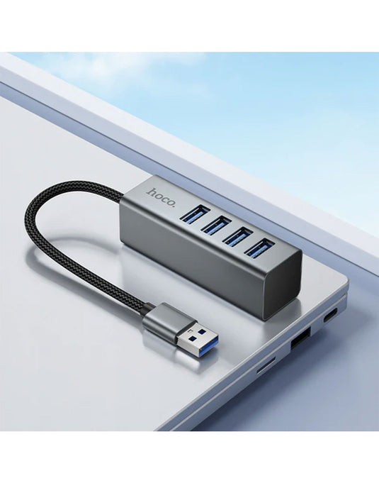 Hoco USB-A to 4x USB-A 4 in 1 USB Expansion Hub, 0.2M Wire, USB 3.0, 5GB PS (HB1B)