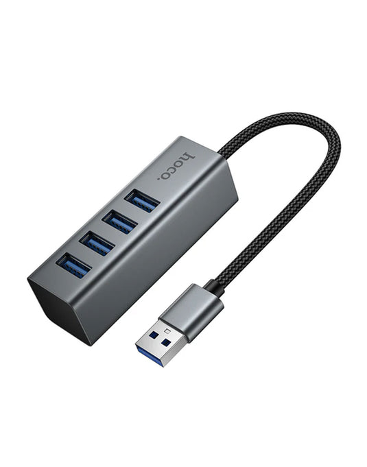 Hoco USB-A to 4x USB-A 4 in 1 USB Expansion Hub, 0.2M Wire, USB 3.0, 5GB PS (HB1B)