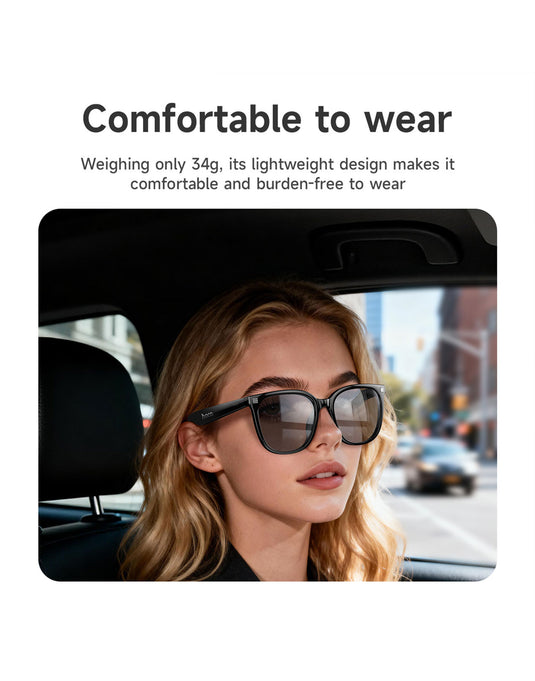Hoco Wireless Air Conduction Audio Sunglasses with Music Playback, 6 Hours Playtime (DI87 Max) - Black