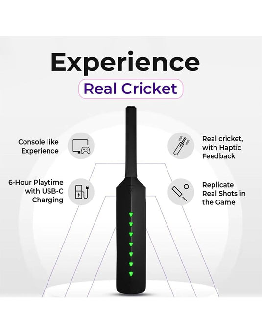 MetaShot Smart Bat + TV Connector - Play Cricket in Mixed Reality - Black
